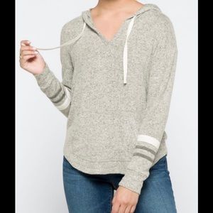 Brushed Knit Hoodie.  Gray.  Size Large.